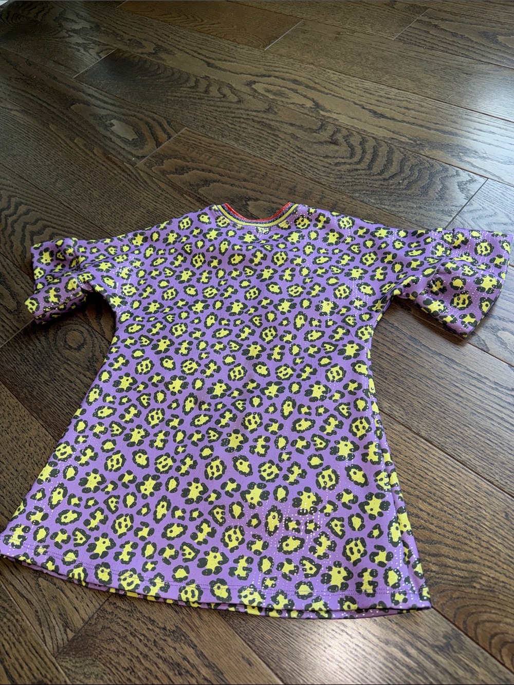 Sara Sara Purple & Yellow Leopard Smiley Patch Kids Dress - Picture 9 of 10